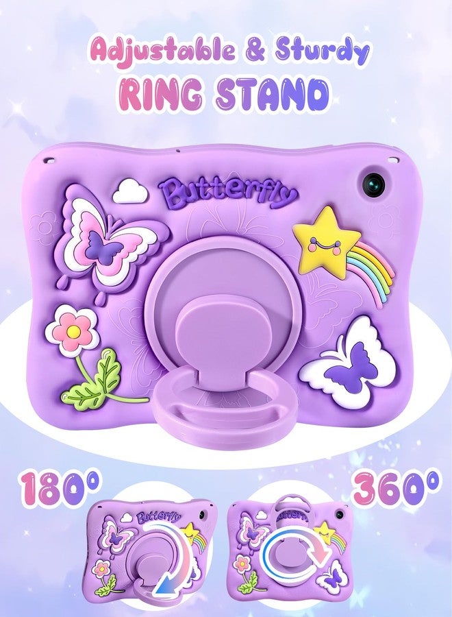 Kidcube for Samsung Galaxy Tab A9 Plus Case 11 Inch - for Girls Cute Kawaii Girly 3D Purple Butterfly Design Cover with Rotating Stand & Strap Unique Silicone Women for Samsung A9 Plus Tablet Cases - Image 4